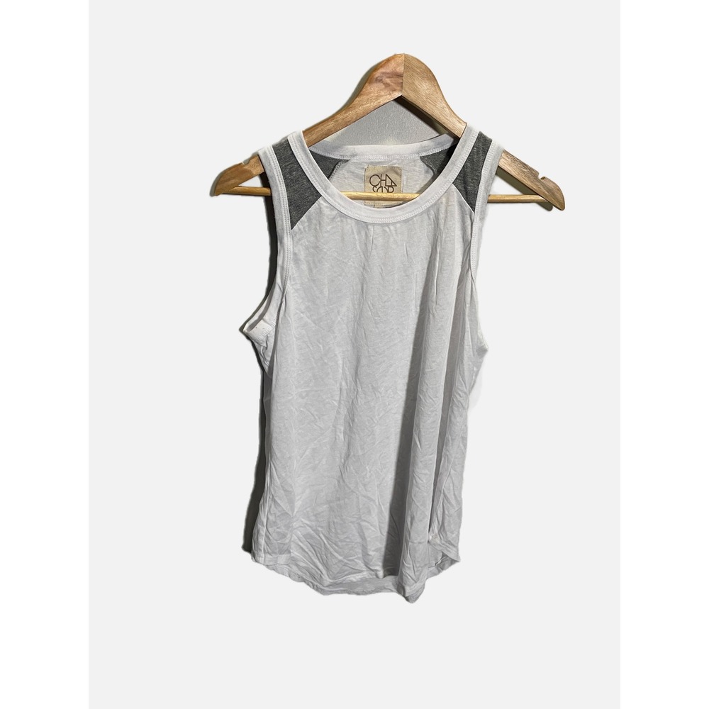 Chaser Tank Top Womens Large White Grey Contrast Raglan Sleeveless Casual Sporty